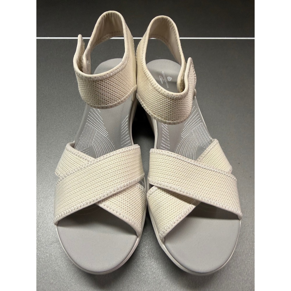 Clarks Cloudsteppers Arla Glison Beige Wedge Sandals Womens 8.5 M 1543984060